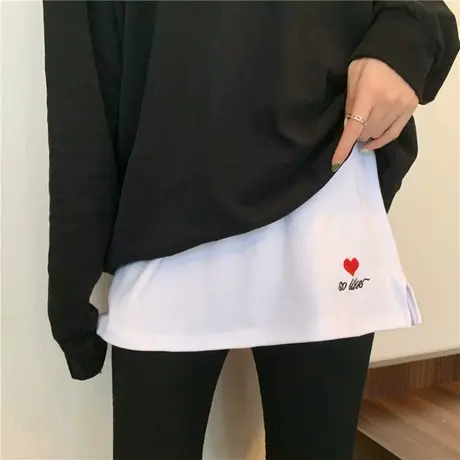 卫衣女打底神器屁帘下摆春秋冬季百搭纯色内搭叠穿遮屁股半身裙子图片