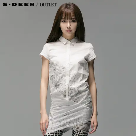 s.deer圣迪奥女夏几何印花拼接款上衣S14280487商品大图
