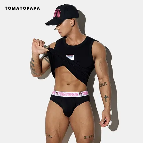 TOMATOPAPA美式三角内裤男复古卡通字母LOGO性感透气棉运动男内裤图片