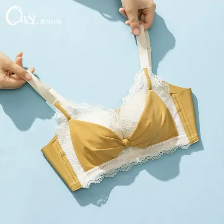 内衣女小胸聚拢蝴蝶结蕾丝少女无钢圈法式胸罩纯欲性感奥维丝丽图片