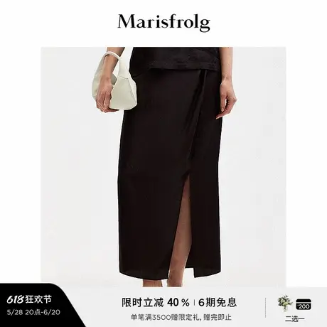 【精简美学】玛丝菲尔夏季时尚倒不规则开衩包容半身裙女图片