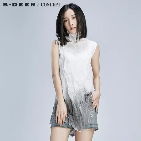 sdeer圣迪奥女装肌理折痕挺括晕染两件套S16280652图片