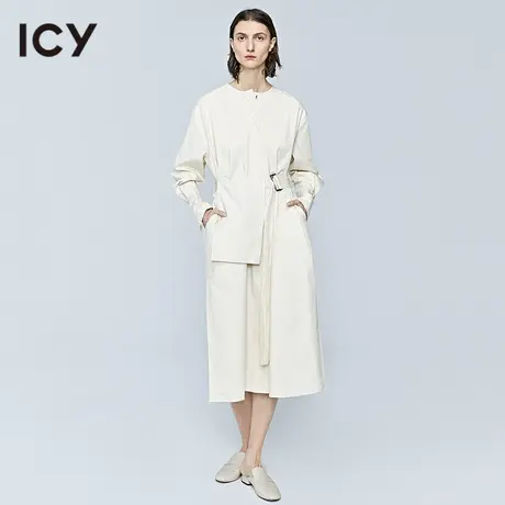 icy法式设计感通勤风简约套头可拆卸系带连衣裙女长袖中长裙图片