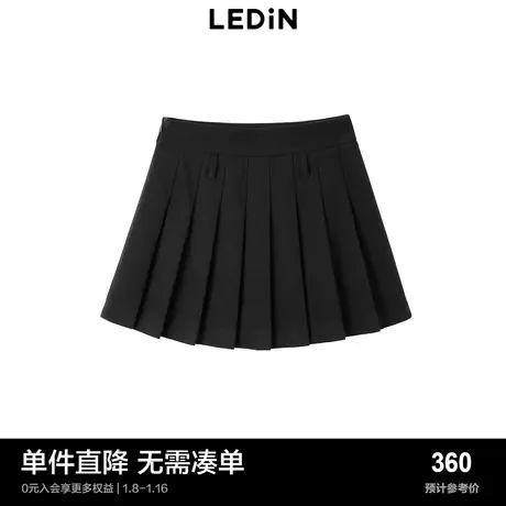 【商场同款】乐町高腰百褶裙女冬季新款黑色短裙C1GED4502图片