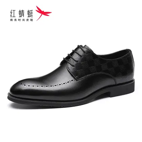 红蜻蜓男鞋牛皮真皮商务正装时尚白领透气舒适软底软皮休闲百搭鞋图片