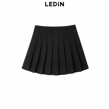 乐町高腰百褶裙女冬季新款黑色短裙C1GED4502图片
