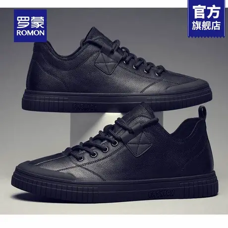 罗蒙男鞋2025新款秋季真皮休闲皮鞋男士软底舒适上班运动板鞋RM图片