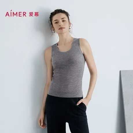 爱慕25秋冬保暖女轻盈针织珠链两面穿含羊毛打底背心AM72B876图片