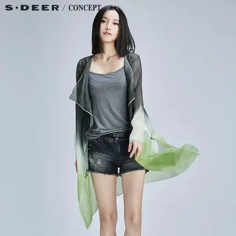 【新品】sdeer圣迪奥专柜正品夏季朦胧美感渐变开襟上衣S16281605图片