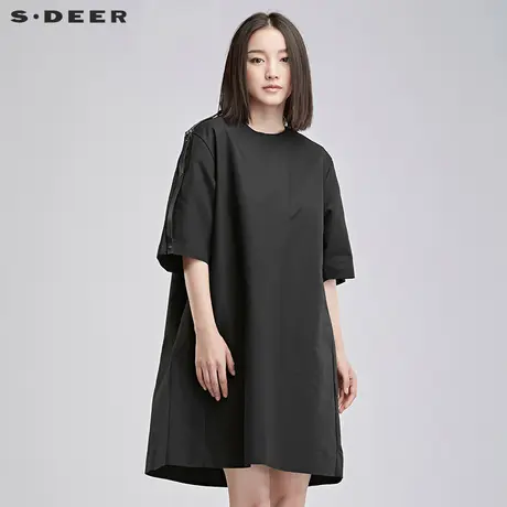 sdeer圣迪奥女装17冬装宽松简约A廓纯色中袖孕妇连衣裙S16481264图片