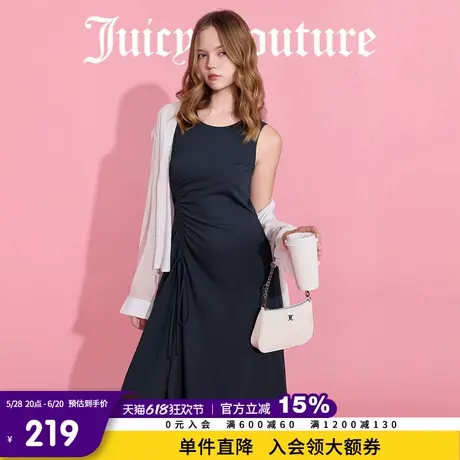 Juicy Couture橘滋连衣裙女2025年夏新款微弹无袖抽褶修身中长裙图片
