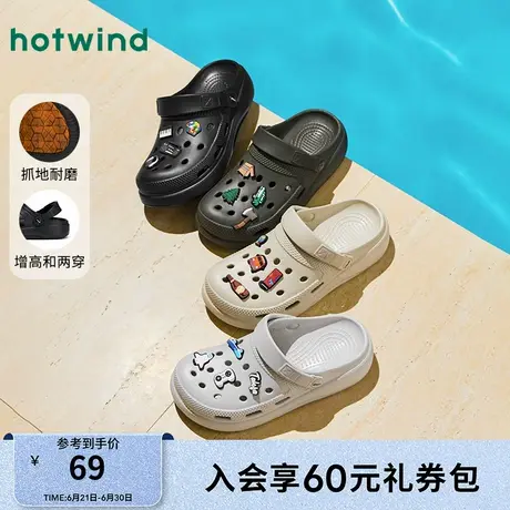 热风男鞋25夏新款卡通趣味透气通勤百搭舒适男士外穿时尚拖鞋图片
