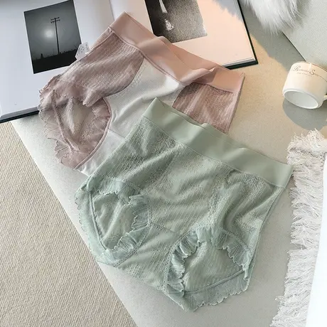 送妈妈舒适高弹性高腰内裤女大码160斤棉质底裆蕾丝透气女三角裤图片