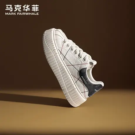 马克华菲正品帆布鞋男休闲透气懒人一脚蹬贝壳头隐形增高软底板鞋图片