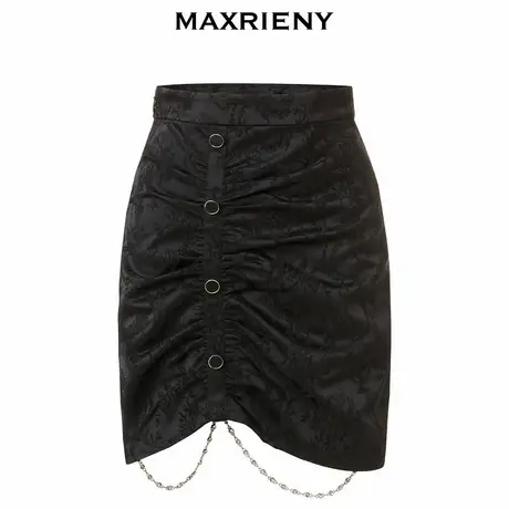 MAXRIENY高腰包臀裙秋季复古半身裙短裙图片