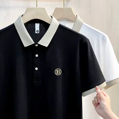 polo衫男士短袖t恤商务休闲刺绣翻领半袖夏季保罗有领高端棉体恤图片