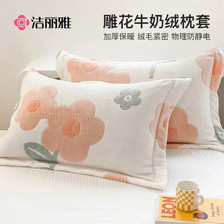 洁丽雅珊瑚绒枕套一对装儿童枕芯内胆套48cm×74cm家用整头枕头套图片