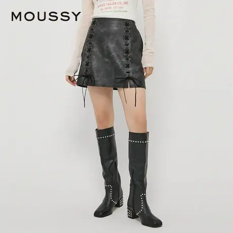 【慧姐专享】MOUSSY blokette皮裙晕染绑带半身短裙028HA930-1211图片