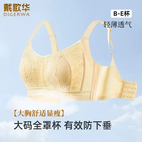 戴歌华新品大胸显小内衣女薄款透气穿衣显瘦蕾丝大码文胸罩无钢圈图片