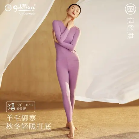 金利来风系列女士薄款保暖内衣套装含羊毛秋季德绒秋衣秋裤打底衫图片