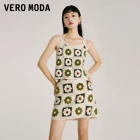 Vero Moda奥莱半身裙夏季清仓甜美可爱花朵复古针织短裙清新时尚图片