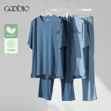 歌帝【直播】蚕丝短袖长裤男套装 GDB0413图片