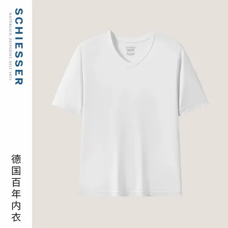 【商场同款】舒雅25年早秋新品男士莫代尔V领透气短袖上衣家居T恤图片