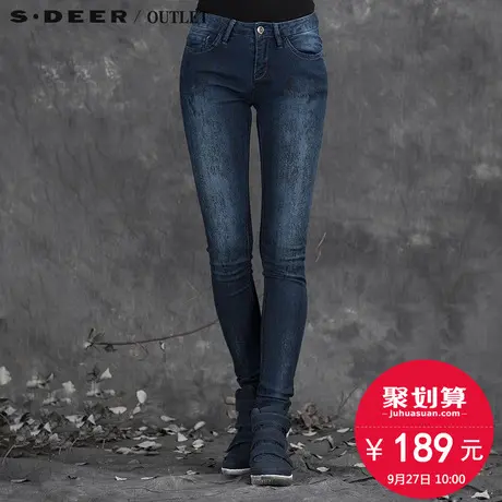 s.deer【聚】圣迪奥女冬装简约花纹修身弹力长裤S15480848图片