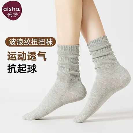 爱莎灰色袜子女长筒袜夏季薄款堆堆袜夏天小皮鞋配裙子中筒小腿袜图片