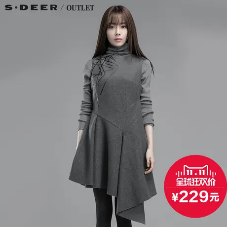 sdeer圣迪奥女涂层图形印染毛呢连衣裙S14481279图片