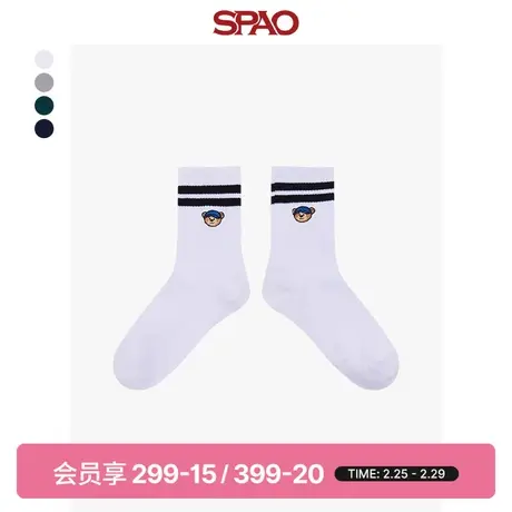 【小熊Woodie】SPAO女中筒袜春季新款刺绣袜子SPAYDA3A12图片