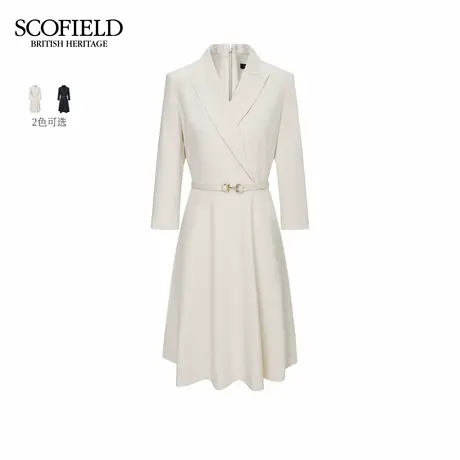 Scofield女装利落气质收腰A摆西装连衣裙金属扣腰带2025秋季新品图片