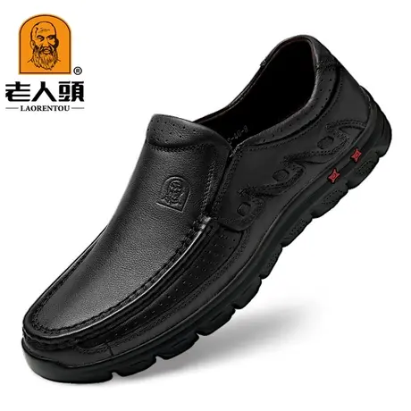 老人头男鞋冬季真皮皮鞋男士休闲商务软底软面防滑厚底中年爸爸鞋商品大图