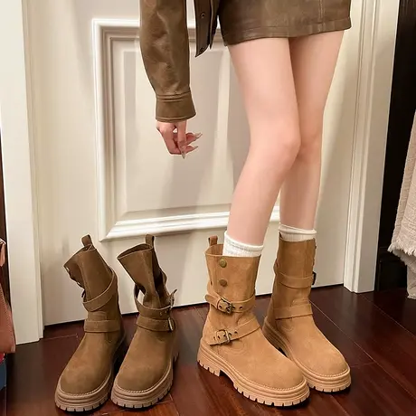 厚底百搭马丁靴女2025新款秋季时尚小个子增高短靴百搭气质裤管靴图片