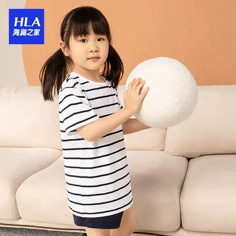 HLA/海澜之家亲子睡衣春夏短袖短裤儿童薄款家居服套装图片