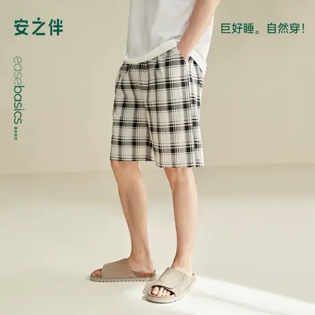 安之伴【巨凉感】男士睡裤夏季2025新款宽松纯棉格子家居裤可外穿图片