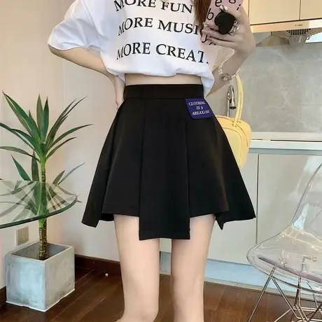 黑色百褶裙女装小个子a字裙短裙夏季新款小众高腰裙子显瘦半身裙图片