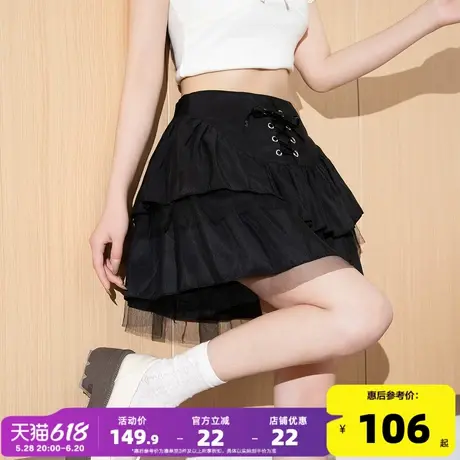 唐狮2025春夏新款百搭百褶裙女设计感蕾丝花边拼接小众辣妹短裙GT图片