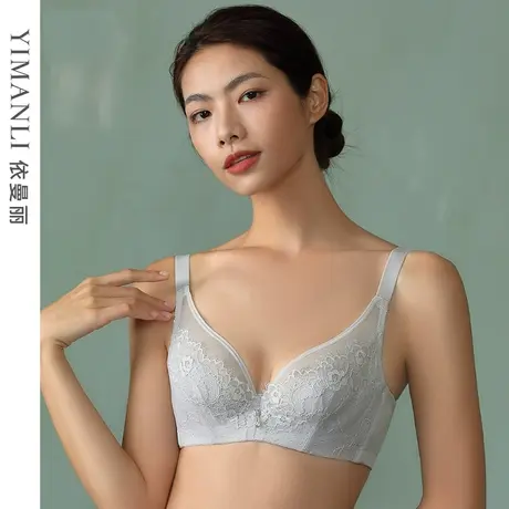 依曼丽BC罩杯超薄性感文胸蕾丝薄款大胸显小内衣女上托聚拢防下垂商品大图