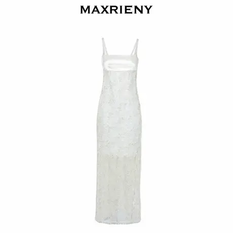 MAXRIENY立体花网纱吊带连衣裙裙子图片