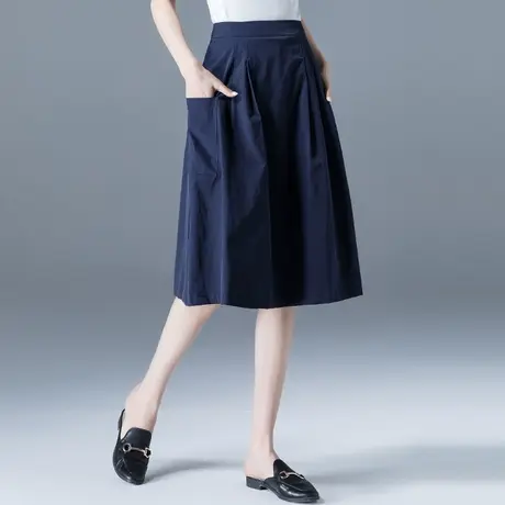 藏蓝色半身裙女夏薄款小个子裙子夏季2025新款工装半裙高腰a字裙图片