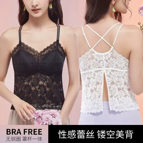 蕾丝抹胸女美背吊带遮胸黑白色背心防走光裹胸内搭打底2024年新款图片