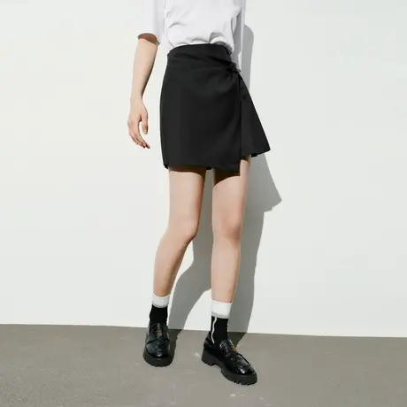 太平鸟女装年秋季韩版时尚休闲扭结百褶半裙图片
