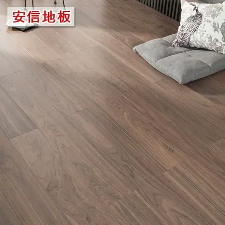 安信黑胡桃新三层致尚胡桃实木复合锁扣地板E0级地暖适用图片