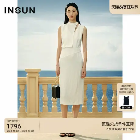INSUN恩裳夏优雅设计感三醋酸无袖连衣裙图片