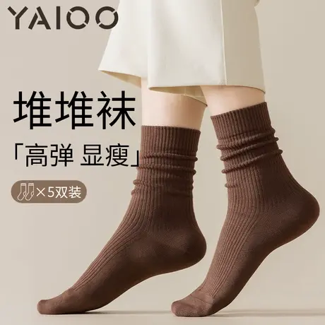 雅鹿袜子女秋冬款棉双针工艺中筒袜防臭吸汗透气长筒袜子堆堆袜图片