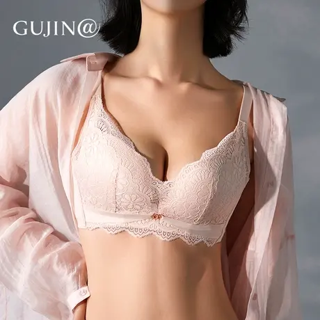 古今@内衣女无钢圈小胸聚拢上托收副乳防滑下垂性感透气蕾丝文胸图片