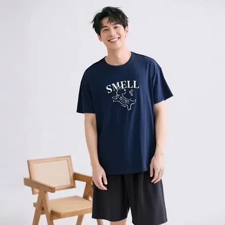 【100%纯棉男款】2025夏季新款男生T恤短袖短裤套装可外穿家居服图片