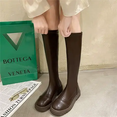 长靴女不过膝2024新款秋季百搭平底高筒弹力瘦瘦皮靴小个子骑士靴商品大图