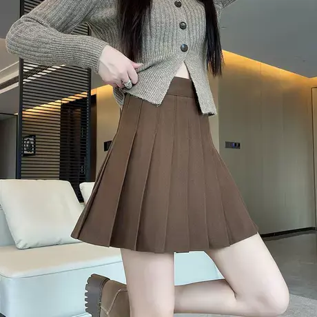 百褶裙女秋冬2024新款高腰松紧大码胖mm短裙显瘦a字小个子jk半身图片